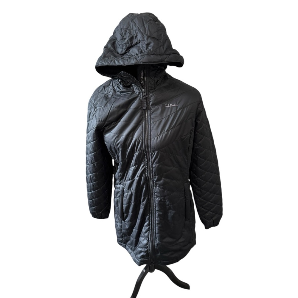 L.L. Bean Women’s Black Hooded Fleece PrimaLoft  Puffer Coat. Brand New!